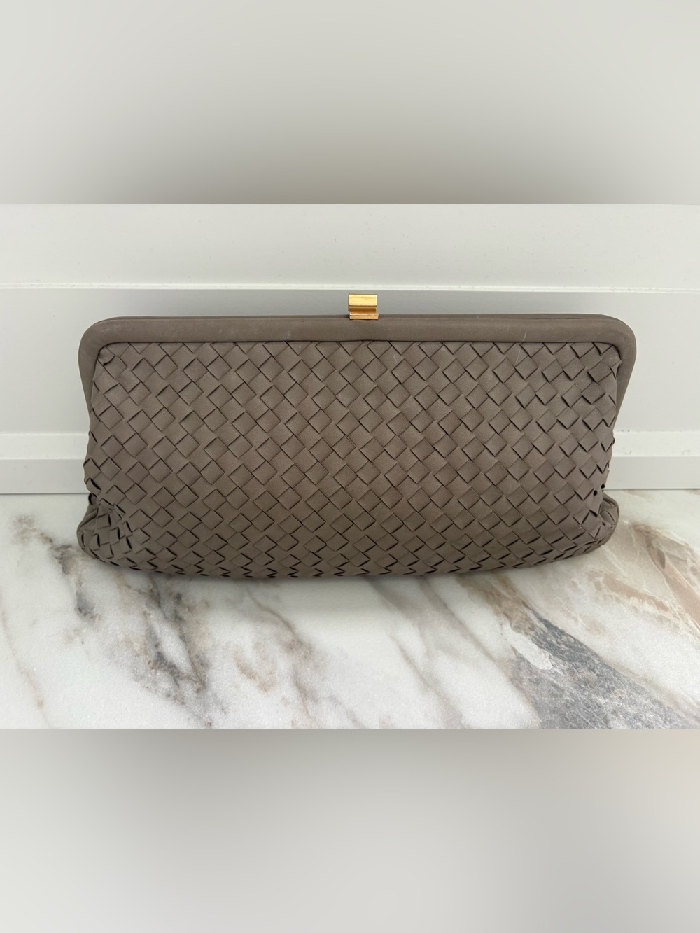 Taupe Woven Clutch Crossbody Bag | Designer Inspired | Minimalist Evening Bag